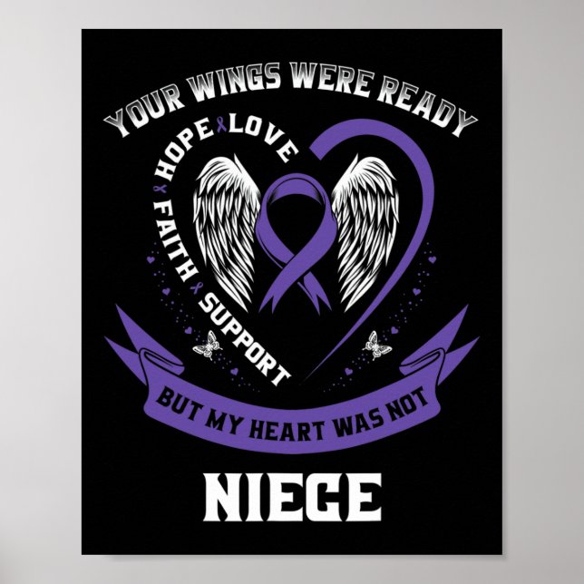Purple Ribbon Pancreatic Cancer Awareness Niece He Poster (Front)