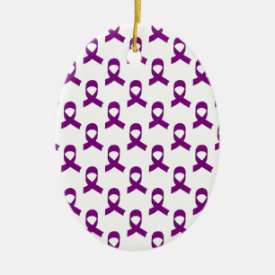 Purple Ribbon Pattern Ceramic Tree Decoration