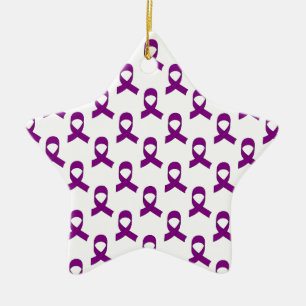 Purple Ribbon Pattern Ceramic Tree Decoration