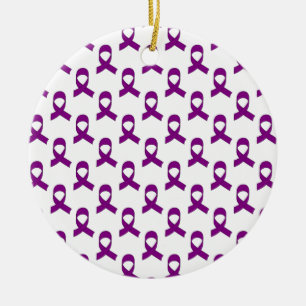 Purple Ribbon Pattern Ceramic Tree Decoration