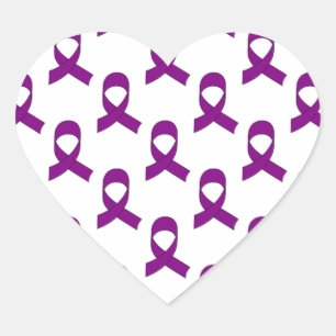 Purple Ribbon Pattern Heart Sticker