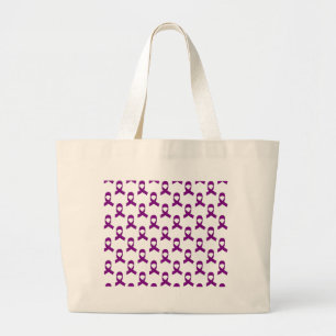 Purple Ribbon Pattern Large Tote Bag