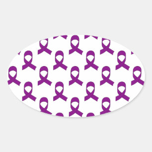 Purple Ribbon Pattern Oval Sticker