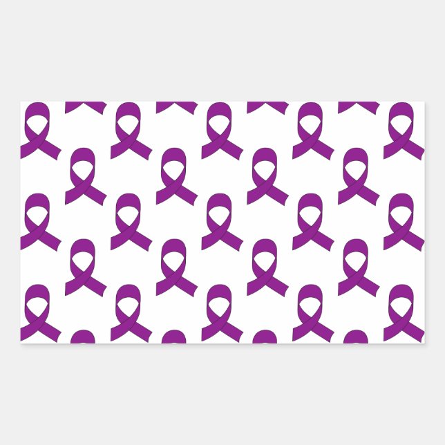 Purple Ribbon Pattern Rectangular Sticker (Front)