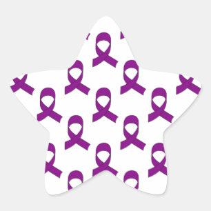 Purple Ribbon Pattern Star Sticker