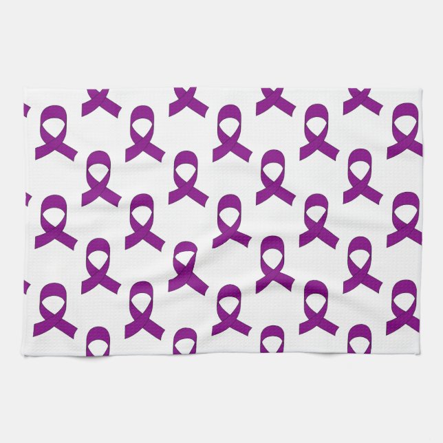 Purple Ribbon Pattern Tea Towel (Horizontal)