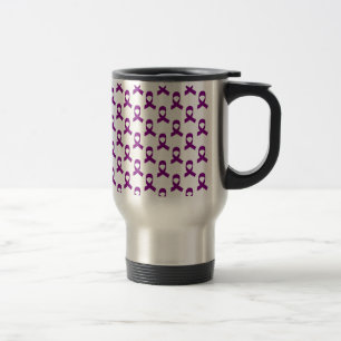 Purple Ribbon Pattern Travel Mug
