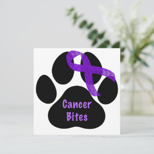 Purple Ribbon Paw Print Pancreatic Cancer Card