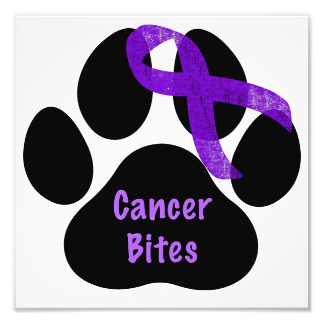 Purple Ribbon Paw Print Pancreatic Cancer Poster (Front)