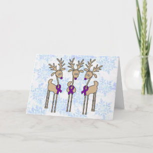 Purple Ribbon Reindeer - Alzheimer's Disease Holiday Card