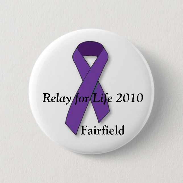 purple ribbon, Relay for Life 2010, Fairfield 6 Cm Round Badge (Front)