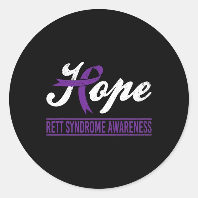 Purple Ribbon Rett Syndrome Awareness Support Mont Classic Round Sticker (Front)