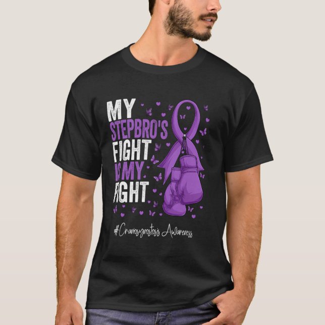 Purple Ribbon Stepbrother Craniosynostosis Awarene T-Shirt (Front)