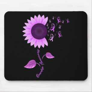 Purple Ribbon Sunflower Butterfly Overdose Awarene Mouse Mat