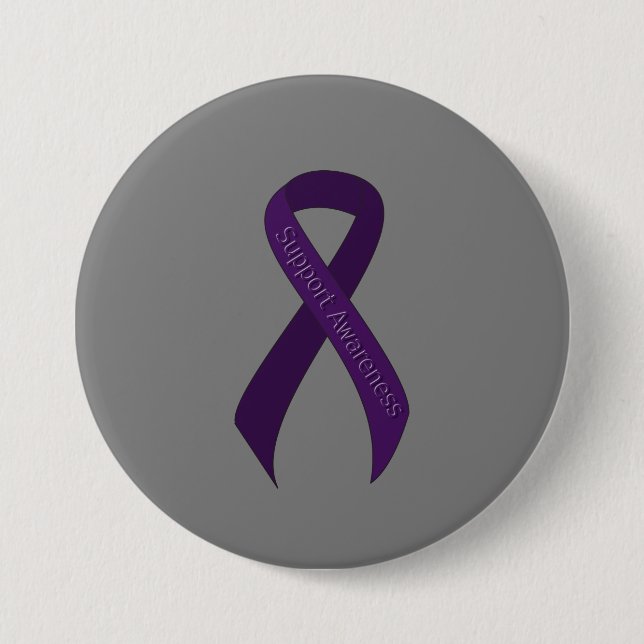 Purple Ribbon Support Awareness 7.5 Cm Round Badge (Front)