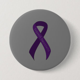 Purple Ribbon Support Awareness 7.5 Cm Round Badge