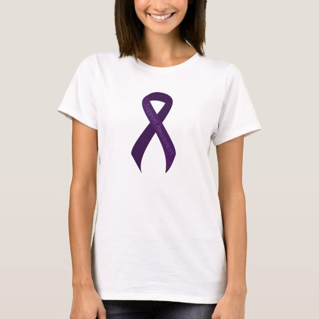 Purple Ribbon Support Awareness T-Shirt (Front)
