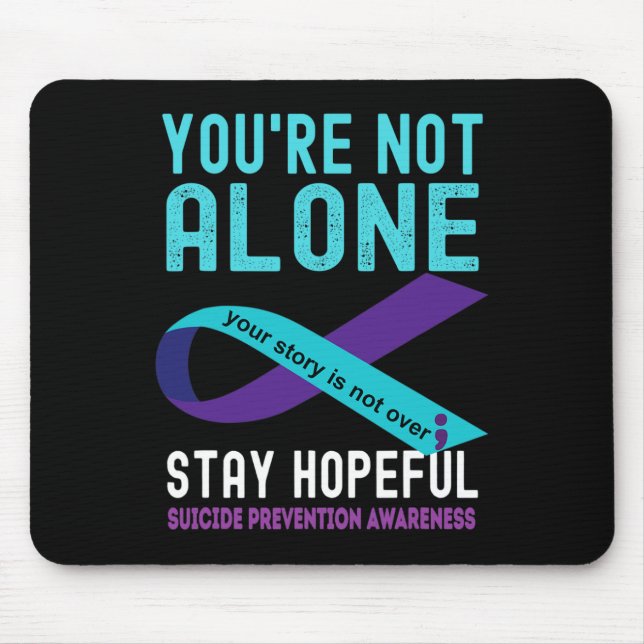 Purple Ribbon Support Suicide Prevention Awareness Mouse Mat (Front)