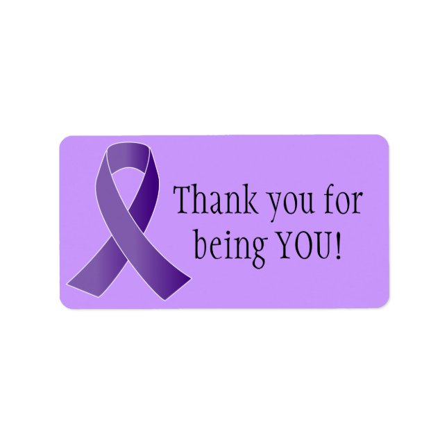 Purple Ribbon THANK YOU labels (Front)