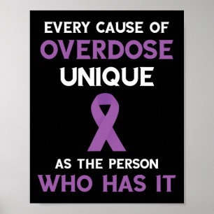 Purple Ribbon Unique Overdose Cause Overdose Aware Poster
