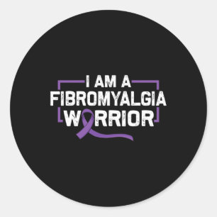 Purple Ribbon Warrior Of Fibromyalgia Awareness  Classic Round Sticker
