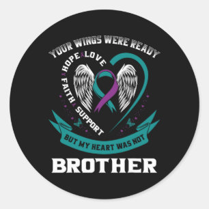 Purple Ribbon Wing Suicide Awareness Prevention Br Classic Round Sticker