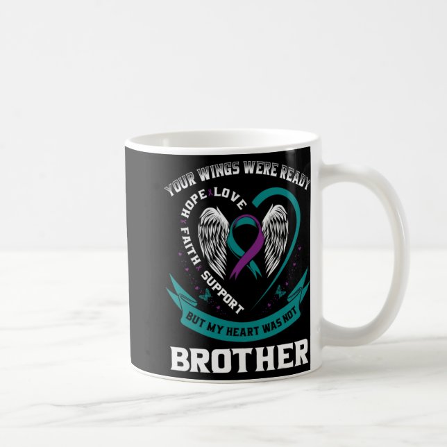 Purple Ribbon Wing Suicide Awareness Prevention Br Coffee Mug (Right)