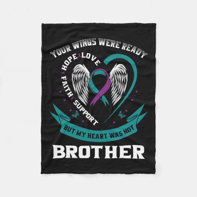 Purple Ribbon Wing Suicide Awareness Prevention Br Fleece Blanket (Front)