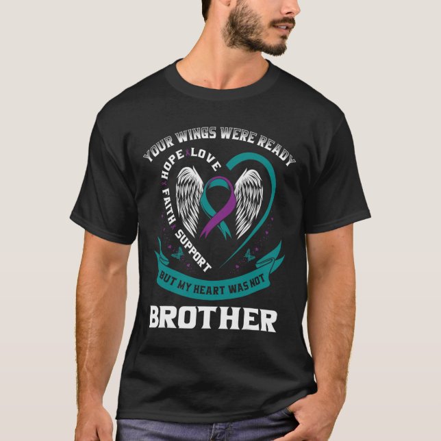 Purple Ribbon Wing Suicide Awareness Prevention Br T-Shirt (Front)