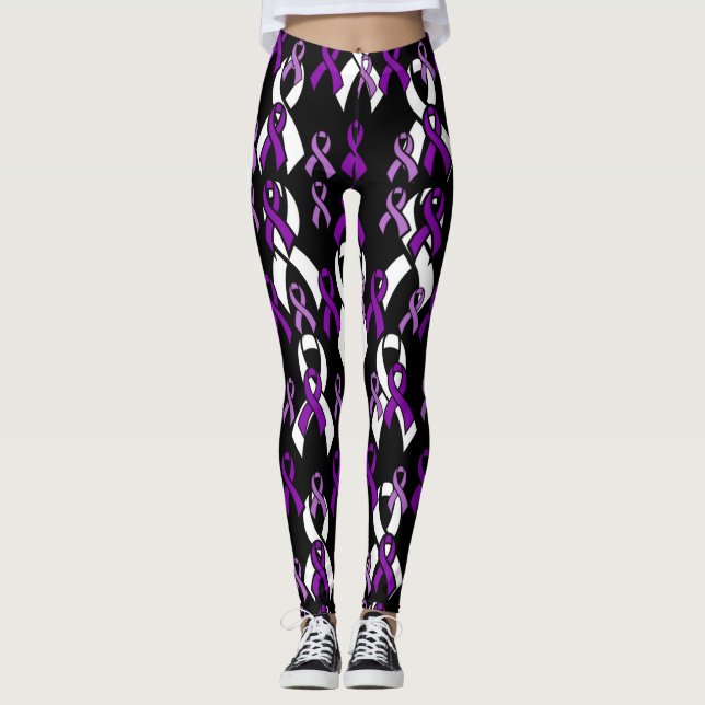 Purple Ribbons,,,Fibro Leggings (Front)