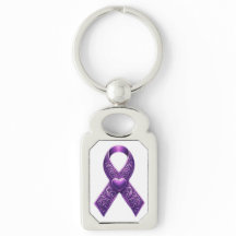 Purple Ribon Metal Keychain