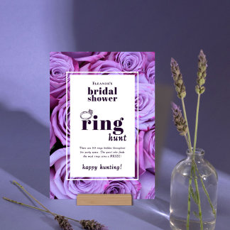 Purple Ring Hunt Bridal Shower Game Tabletop Card