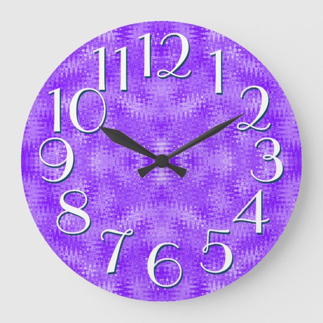 Purple Ripple Pattern Elegant Oversize Numbers Large Clock (Front)