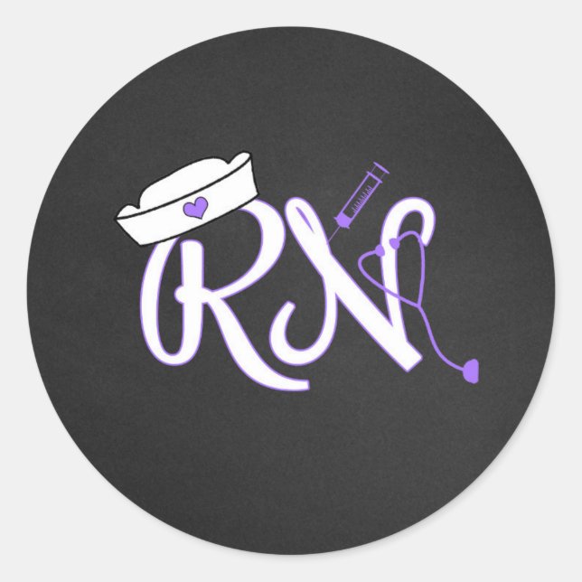 Purple RN nurse favour sticker / envelope seal (Front)