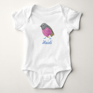 Purple Robin Bird Baby Bodysuit