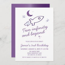 Purple Rocket Ship Outer Space 2nd Birthday