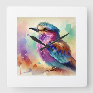 Purple Roller 260824AREF107 - Watercolor Square Wall Clock