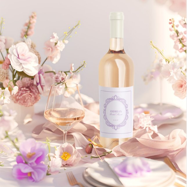 Purple Romantic Vintage Bridal Shower Wine Label (Purple Romantic Vintage Bridal Shower Wine Label)