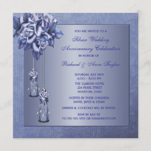 Purple Rose 25th Wedding Anniversary Party Invitation