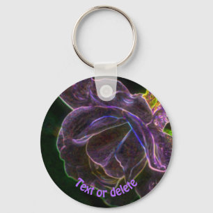 Purple Rose Abstract Art Flower Personalised Key Ring