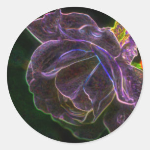 Purple Rose Abstract Flower Art Classic Round Sticker