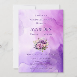 Purple Rose Alcohol Garden Wedding Celebration  Invitation