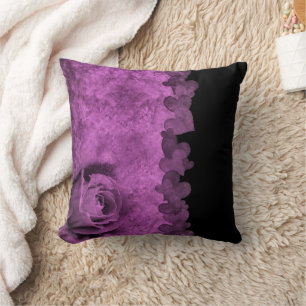 Purple Rose and Hearts Throw Pillow