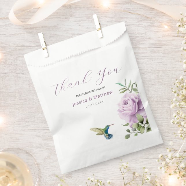 Purple Rose and  Hummingbird Favour Bags (Clipped)