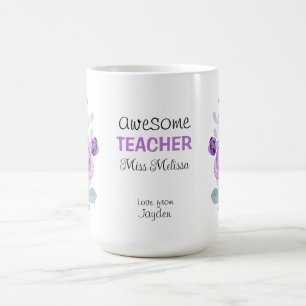Purple Rose Awesome Teacher Gift Best Teacher  Coffee Mug