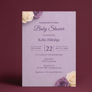 Purple Rose Baby Shower Invitation