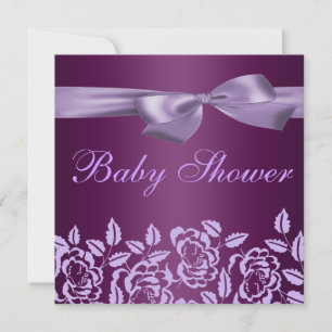Purple Rose Baby Shower Invitation