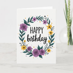 Purple Rose Birthday Card