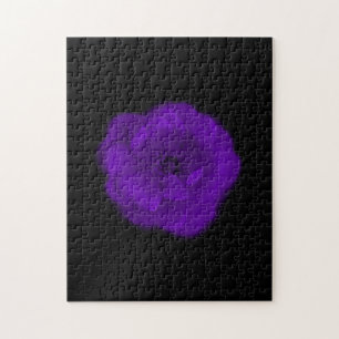 Purple Rose. Black Background. Jigsaw Puzzle