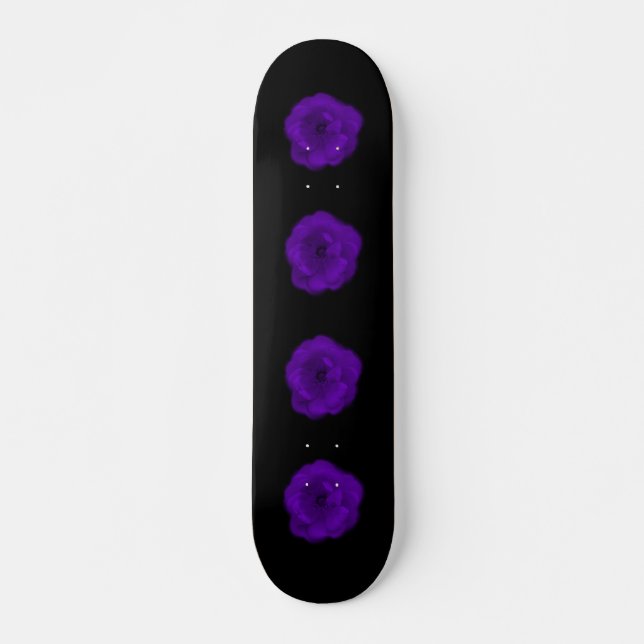 Purple Rose. Black Background. Skateboard (Front)